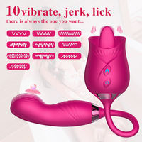 Chargeur USB 2 en 1, vibromasseur en silicone en forme de rose rouge, vibromasseur qui se déplace de haut en bas, vibromasseur en forme de rose