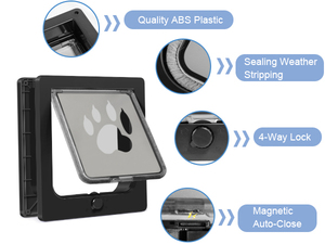 Porte pour chat à 4 verrous pour portes intérieures et extérieures, porte à battant pour animaux de compagnie jusqu'à 25 livres, installation facile, résistante aux intempéries - Product Image 4