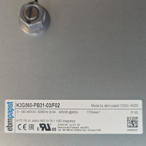 ebmpapst K3G560-PB31-03/F02 400V EC 6.5A Unité de Traitement d'Air AHU Ventilateur Centrifuge EC K3G560-PB31-03/F01 K3G560-PB31-03 - Product Image 2