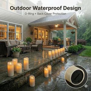 Bougies LED sans flamme, alimentées par piles, étanches, écologiques, en plastique, décoration intérieure et extérieure, télécommande 10 touches - Product Image 4