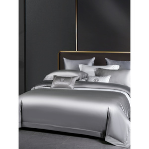 140tc Pima Cotton Four Piece <b>Bedding</b> <b>Set</b> Solid Color Reactive Dyed Satin Sheets Home Use - Product Image 5