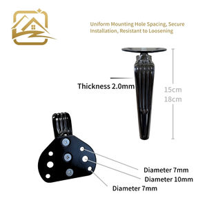 Venta al por mayor de fábrica: Patas de sofá modernas de metal sólido en forma de L de 15cm/18cm, negras, con tornillos para sofá cama y armario. - Product Image 3