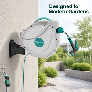 Avvolgitubo da Giardino Regolabile a Parete con <span class=keywords><strong>Tubo</strong></span> in PVC Retrattile, Design Anti-UV e Riavvolgimento Automatico <span class=keywords><strong>per</strong></span> Irrigazione Esterna - Product Image 2