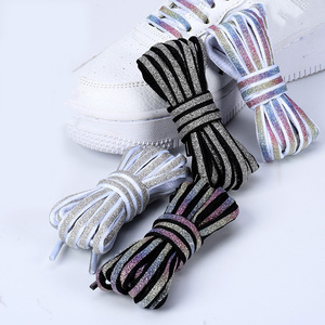 Cordones reflectantes de poliéster planos a granel con efecto láser estrellado para zapatillas de baloncesto, calzado informal, ropa de trabajo y pulseras. - Product Image 2