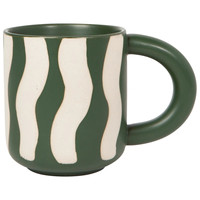 Mug en grès rayé rustique - Jaune et blanc, style nordique, tasse pour la rentrée scolaire
