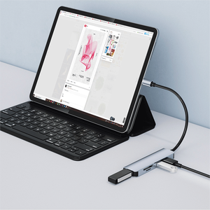 X521 Dock ekspansi Aluminium 2-In-1, Dock ekspansi Usb 3.0 Hub Pc Usb Hub Usb3.0 adaptor Splitter tipe Port pembaca kartu C untuk Pc Laptop - Product Image 4