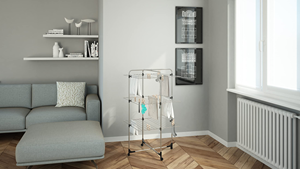 Cloth Dryer in Balcony Small Clothes Airer Flat Drying <b>Rack</b> Foldable Clothes <b>Rack</b> on Wheels - Product Image 2
