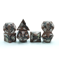 Ensemble de dés polyédriques Dragon en métal dégradé peint en brun en alliage de zinc-Dragon unique 7 pièces Genre de dés