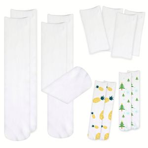 Blank White Crew Sport Men's High Quality Wholesale Custom <b>Polyester</b> <b>Socks</b> for Sublimation - Product Image 4