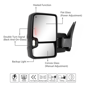 XMAXVISION 2007-2017 pour Tacoma Rétroviseur de remorquage extensible électrique chauffant avec éclairage de dégagement d'angle mort et clignotant latéral Noir Neuf - Product Image 3