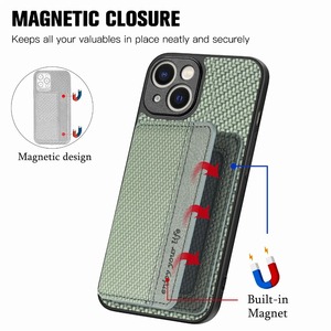 Portefeuille en fibre de carbone Carte de visite Porte-carte magnétique Étui en cuir pour téléphone Samsung <span class=keywords><strong>iPhone</strong></span> 14 <span class=keywords><strong>Pro</strong></span> <span class=keywords><strong>Ma</strong></span> - Product Image 3