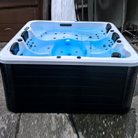 Bain de spa extérieur moderne rectangulaire en acrylique, portable, autoportant, avec chauffage à température constante et massage