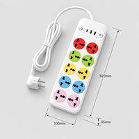 Multiprise universelle 10 voies personnalisable avec logo, ports USB-C, câble de 2 m, durable, colorée, pour maison et bureau