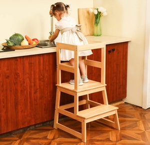 Adjustable Solid Wood Montessori Learning Tower Helper Kids <strong>Kitchen</strong> <strong>Step</strong> <strong>Stool</strong> with Safety Rail for Toddlers Other Children - Product Image 6