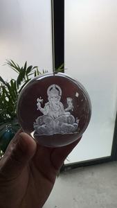 Lampe <span class=keywords><strong>de</strong></span> Table Décorative 3D Lumière <span class=keywords><strong>de</strong></span> <span class=keywords><strong>Nuit</strong></span> en Cristal Shiva Balle en Bois <span class=keywords><strong>de</strong></span> Chêne Naturel Forme Ronde Musulmane, Rechargement USB - Product Image 3