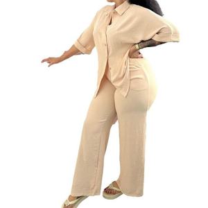 African Women's Casual Loose Short Sleeve Cardigan Shirt <b>Pants</b> 2 Piece Set Fashion - Product Image 1