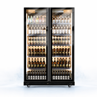 Porte en verre présentoir de boissons, présentoir de bouteilles de bière, congélateur refroidisseur vertical refroidi à l'air