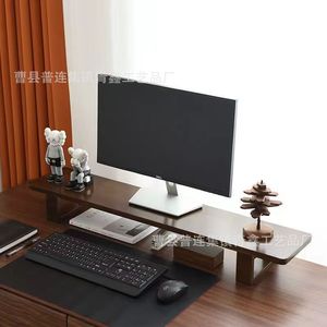 Wooden Monitor Stand <b>Desktop</b> <b>Shelf</b> Solid Wood Single Layer For Computer Office Desk Storage Rack - Product Image 2