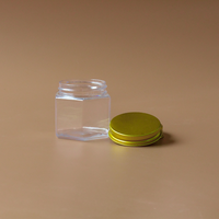Pot carré en plastique transparent avec couvercle en métal doré, récipient en PET de qualité alimentaire pour le stockage, les loisirs créatifs et les cosmétiques