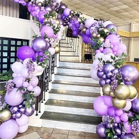 Kit de guirlandes de ballons pour décoration d'événements et de fêtes (mariages, anniversaires) – Or chromé, violet, violet foncé, lavande, violet macaron