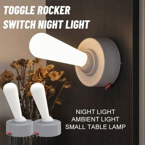 Silicone Toggle Rocker Switch Night <b>Light</b> Companion <b>Sleep</b> Atmosphere Cordless 1200 MAh Rechargeable Battery Bedroom Table Lamp - Product Image 4