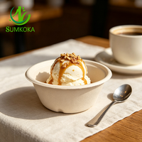 SUMKOKA 120*65mm Bol à glace mini en fibre végétale certifié BPI, jetable, en pulpe de bagasse de canne à sucre, logo personnalisé