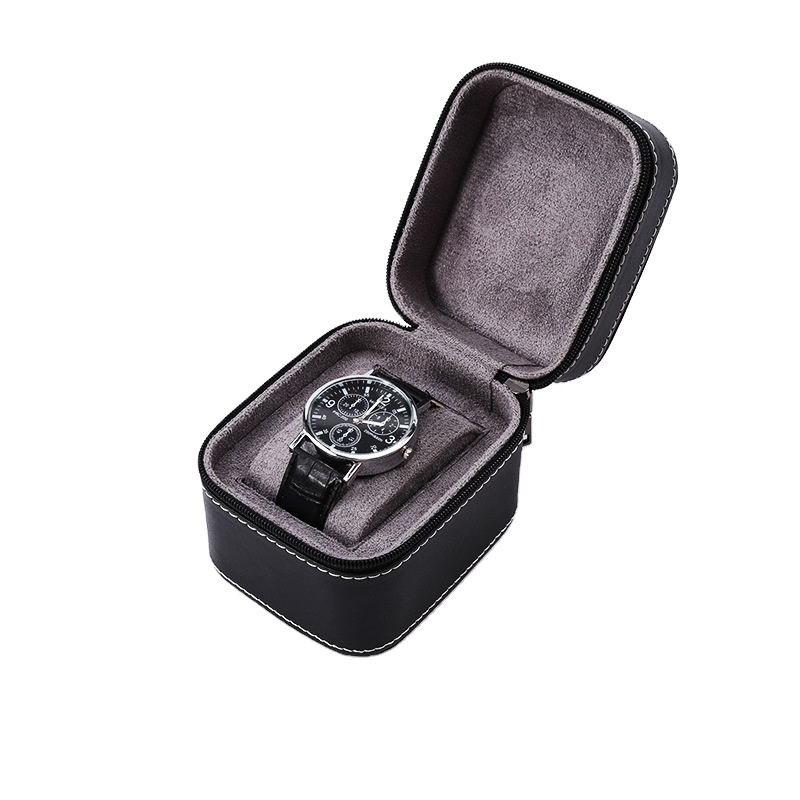 PU Leather Watch Box Business Zipper Portable Packaging Advanced