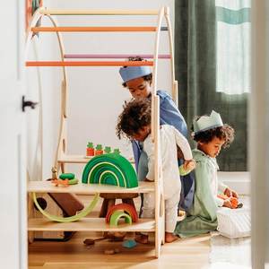 เตียงไม้สไตล์มอนเตสซอรี่สำหรับเด็กอายุ2-4ขวบพร้อมรางเก็บของเล่นสำหรับเด็กศิลปะอเนกประสงค์ - Product Image 2