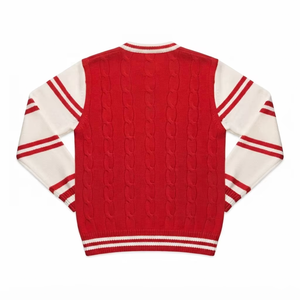 Suéter de Punto Rojo con Cuello en V para Mujer, Manga Larga, Estilo Preppy, Jersey de Invierno, Logotipo Personalizado en la Parte Delantera, 100% Acrílico - Product Image 2