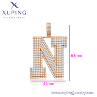 X000760230 Bijoux Xuping Plaqué Or 18K Pendentif Lettre N Breloque Initiale Alphabet Hip Hop Vente en Gros