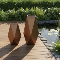 Pot Bunga Stainless Steel Kontemporer Dekorasi Ruang Tamu Pot Geometris untuk Dalam dan Luar Ruangan