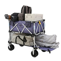 Aitop Chariot de jardin pliable à deux étages Chariot de camping pliable et robuste Chariot de camping portable