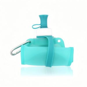 Bouteilles d'eau pliables personnalisées, sacs à eau réutilisables avec mousqueton, bouteille d'eau de voyage 550 ml pour le camping et la randonnée - Product Image 4