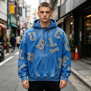 Hoodie Homme Personnalisé Streetwear Effet Vieilli Délavé Broderie Appliquée et Patches Effet Soleil – Collection Complète - Product Image 3
