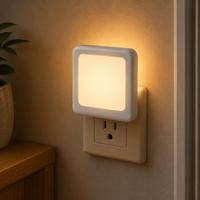 Veilleuse MAZ-TEK 0.3W à brancher sur prise murale, carrée, avec capteur automatique crépuscule-aube, lampe de chevet LED pour enfants et bébés, pour chambre et salle de bain