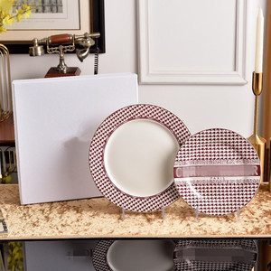 Ensemble d'arrangement de table de restaurant d'hôtel haut de gamme 10 assiettes de nourriture occidentale de steak en céramique de 8 pouces boîte-cadeau durable incluse - Product Image 2
