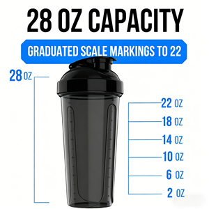 Paquete de 2 Botellas Mezcladoras de Proteínas de 28 oz a Prueba de Fugas con 2 Batidores de Alambre |   Negro/Transparente para Mezclas y Batidos de Proteínas - Product Image 2