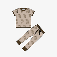 Ensemble de vêtements western vintage pour fille, manches courtes, taille haute, pyjama avec logo personnalisé