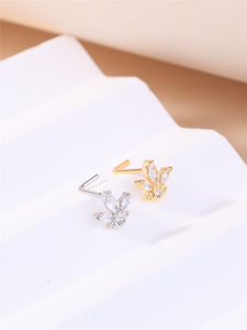 Lot de 20 clous de nez en forme de L CZ, petit piercing de nez couleur argent rempli d'or 18 carats pour femmes, filles, bijoux narines mignons, vente en gros, 1 pièce - Product Image 6