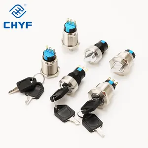 CHYF 16mm 19mm 22mm Waterproof Latching Key Knobs push button switches Selector 2 3 Position Switch