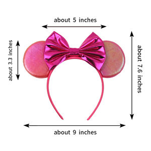 Kadınlar için Basit Klasik Günlük Eğlence Parkı Saç Aksesuarları Renkli Parlak Düz Renk Fiyonklu Fare Kulaklı Saç Bantları - Product Image 5