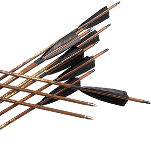 Frecce in Puro Carbonio per Tiro con l'Arco, Asta Rivestita in <span class=keywords><strong>Legno</strong></span>, Piume di Tacchino, <span class=keywords><strong>Spine</strong></span> 250-800, per Arco Ricurvo e Caccia - Product Image 3