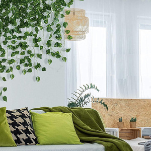 Feuilles de Pothos artificielles, lot de 12, guirlande de lierre vert pour la décoration de la maison, accessoires de photographie, 100cm-200cm, tissu en polyester plastique - Product Image 3