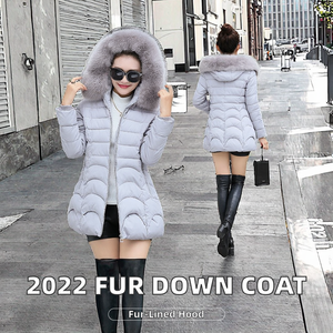<span class=keywords><strong>Manteau</strong></span> d'hiver long en coton non tissé avec col en peau de mouton pour femmes avec capuche 2022 - Product Image 2