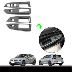 ABS imitare accessori auto in carbonio LHD alzacristalli copertura alzacristalli pulsante interruttore bracciolo per Volkswagen Golf 8 2020