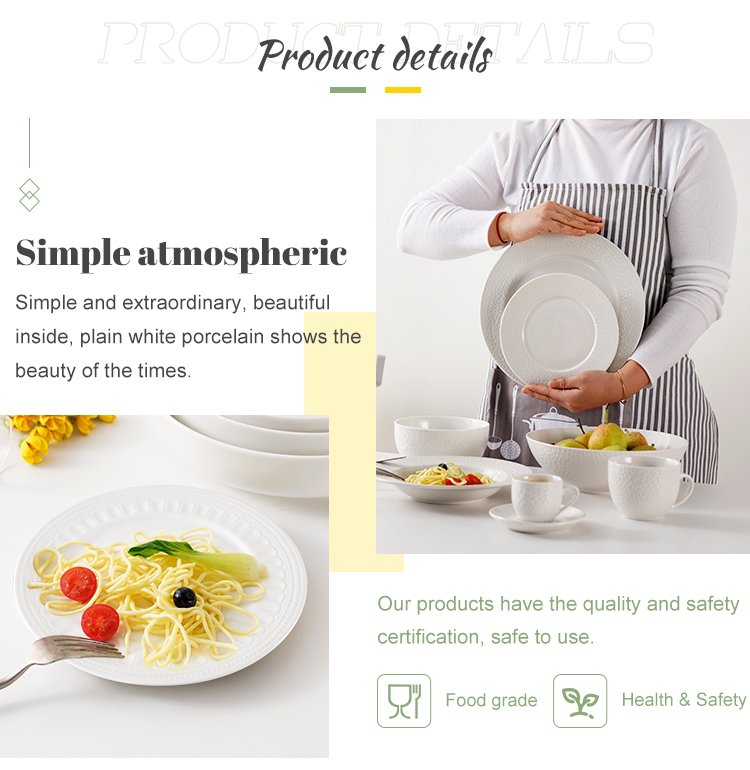 Promotion Price Factory Supplier  Porcelain Dinnerware Set Embossed  Ceramic Dinner Sets