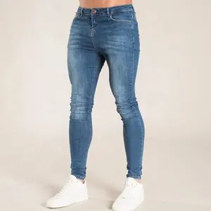 Logo personalizzato di Modo Degli Uomini Del Denim Dei Jeans Più Il Formato Traspirante Sottile Dei Jeans Dei Pantaloni Per Gli Uomini