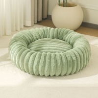 Nouveau produit, lit pour chien et chat, fausse fourrure de lapin, lit rond pour animaux de compagnie, nid pour chien en forme de beignet, utilisation en intérieur, chaud pour l'hiver, fournitures pour animaux de compagnie