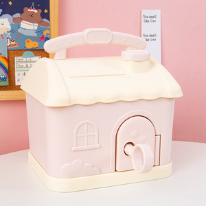 <span class=keywords><strong>Tirelire</strong></span> en plastique mignonne en forme de maison de dessin animé avec portes ouvrables, <span class=keywords><strong>grande</strong></span> taille <span class=keywords><strong>pour</strong></span> enfants et adultes, cadeau d'anniversaire rose/bleu - Product Image 3