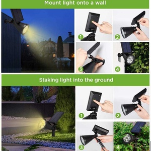 Lampe solaire de jardin LED, lumière extérieure imperméable pour pelouse, lumière murale deux en un, projecteur solaire pour paysage - Product Image 4